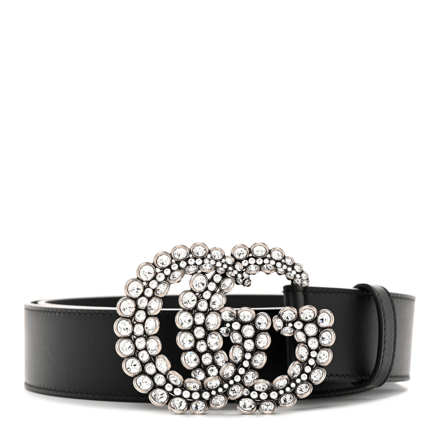 Gucci Calfskin Crystal Double G 40mm Belt 90 36 Black 1 of 9
