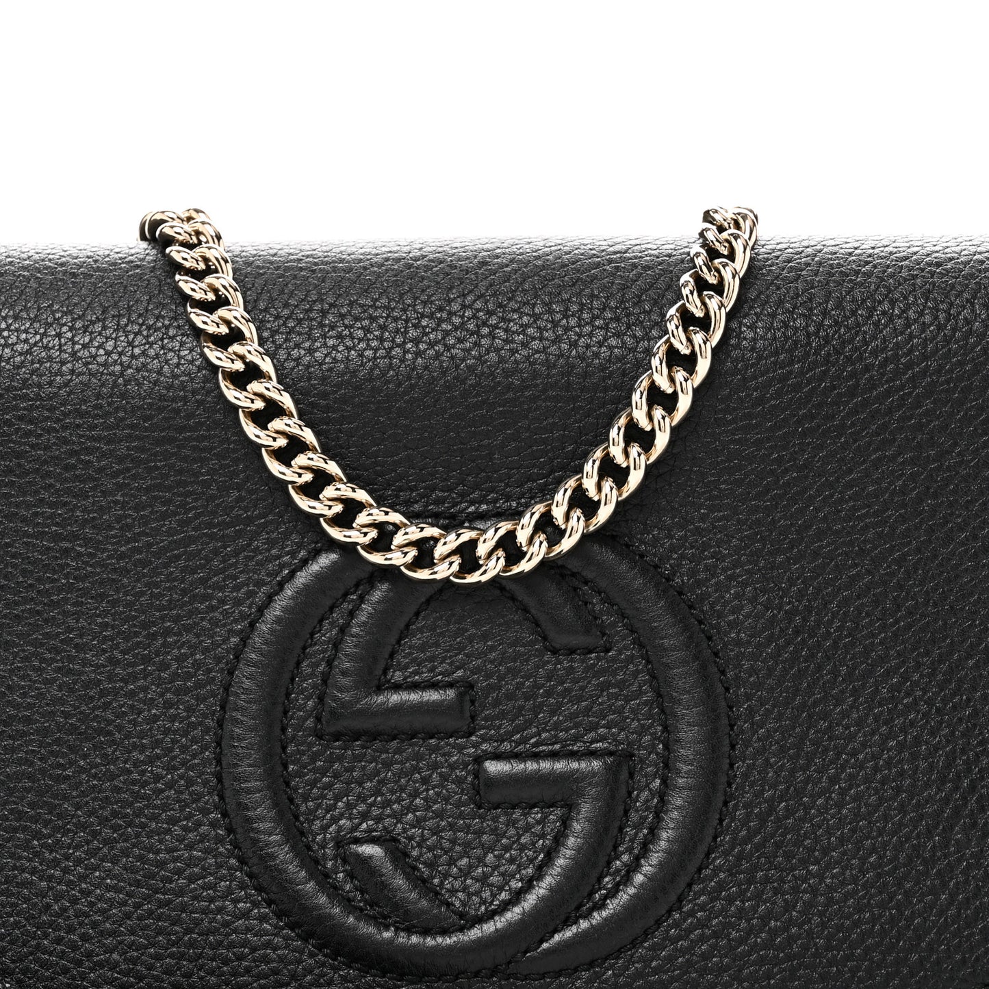 Pebbled Calfskin Medium Soho Flap Crossbody Black