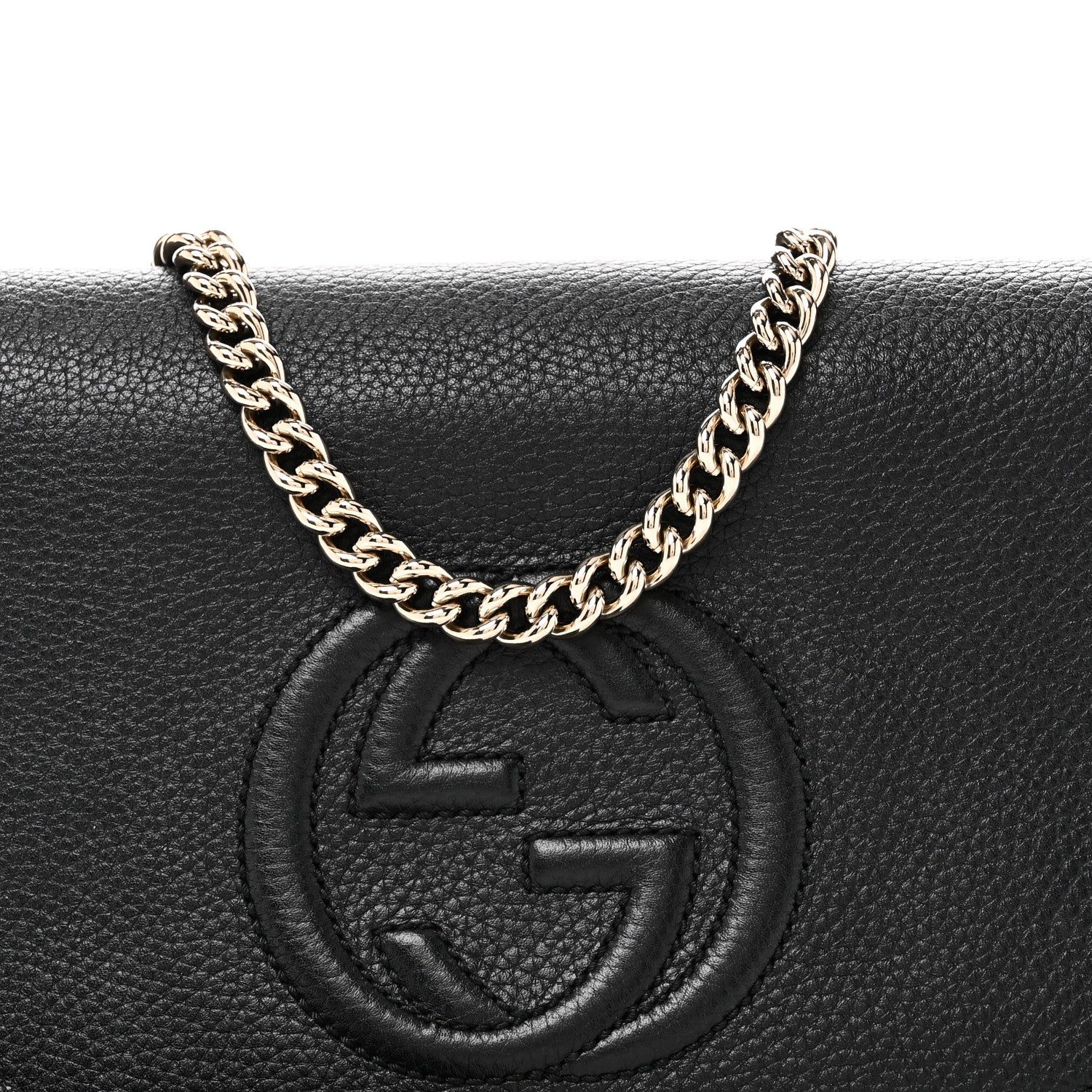 Gucci Pebbled Calfskin Medium Soho Flap Crossbody Black 8 of 10