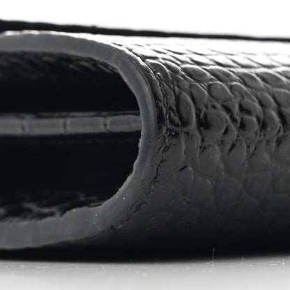 Saint Laurent Calfskin Crocodile Embossed Monogram Uptown Crossbody Black 11 of 15