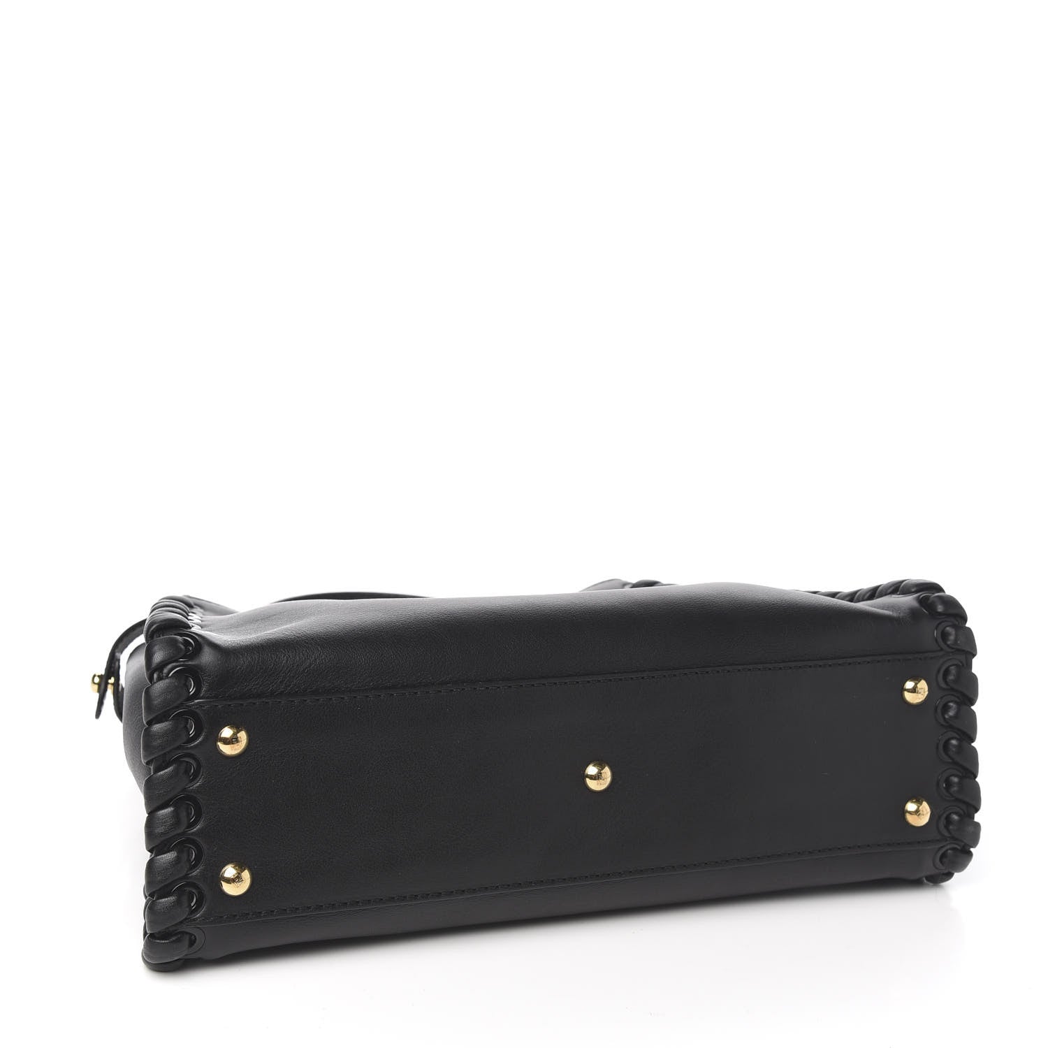 Fendi Vitello Seta Lace Up Medium Peekaboo Iconic Satchel Black 3 of 9