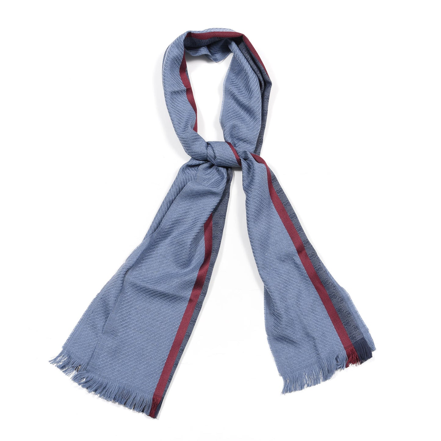Wool Silk Jacquard Knit Monogram Web Champery Scarf Blue Red