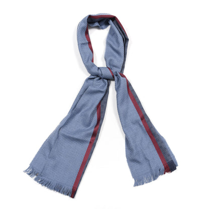 Gucci Wool Silk Jacquard Knit Monogram Web Champery Scarf Blue Red 1 of 5