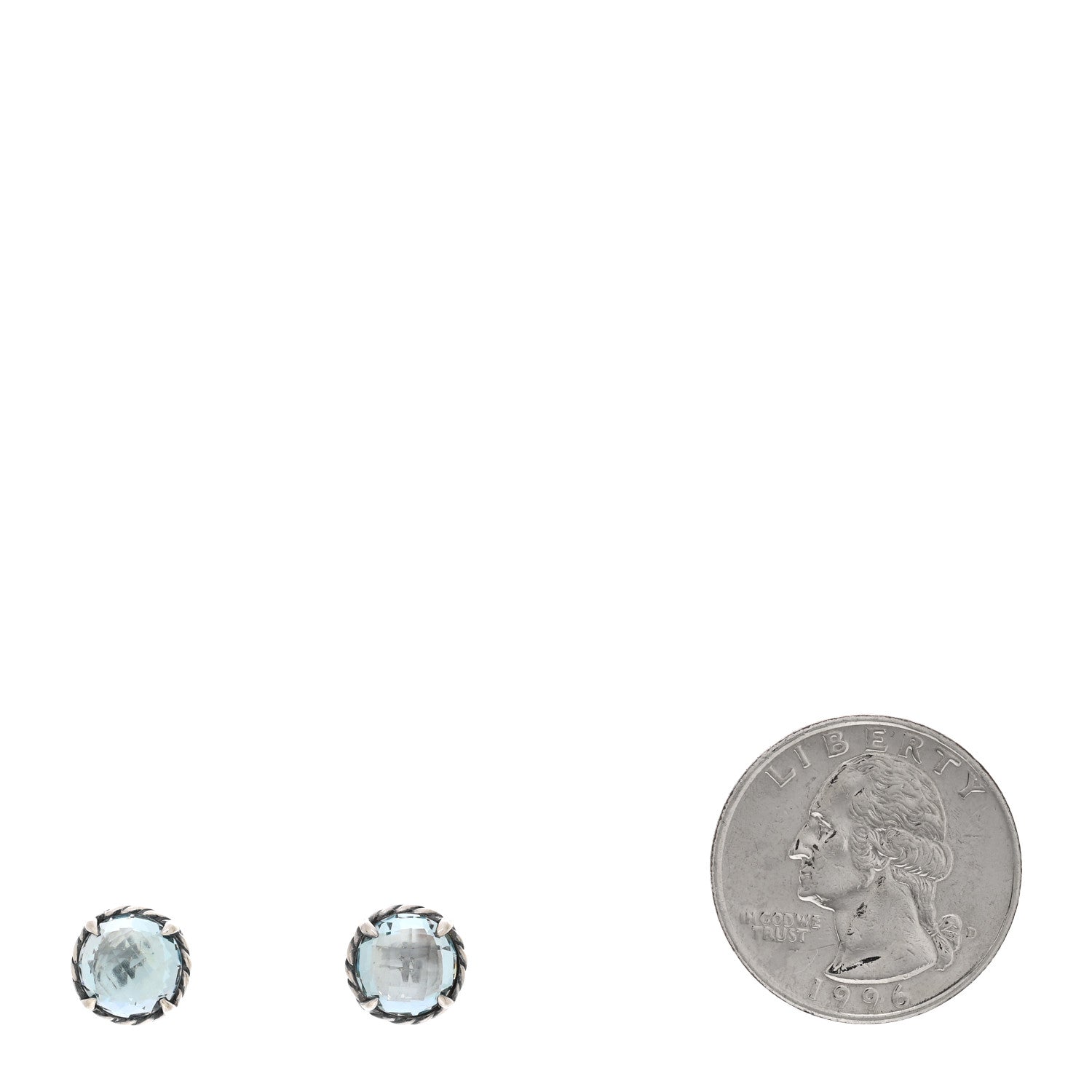 David Yurman Sterling Silver Blue Topaz 8mm Chatelaine Earrings 2 of 4