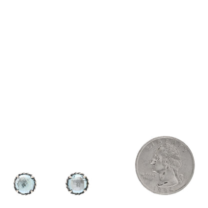David Yurman Sterling Silver Blue Topaz 8mm Chatelaine Earrings 2 of 4