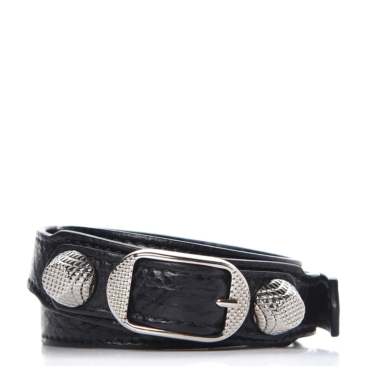 Agneau Giant Silver Hardware Triple Tour M Bracelet Black