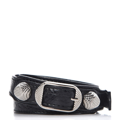 Balenciaga Agneau Giant Silver Hardware Triple Tour M Bracelet Black 1 of 6