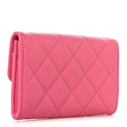 Chanel Caviar Quilted Flap Card Holder Wallet Pink 3 of 8