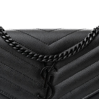 Saint Laurent Grain De Poudre Matelasse Chevron Monogram Monochrome Chain Wallet Black 9 of 11