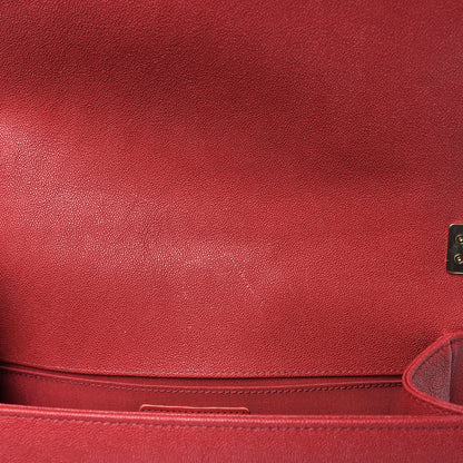 Chanel Caviar Chevron Quilted Medium Boy Flap Red 11 of 11