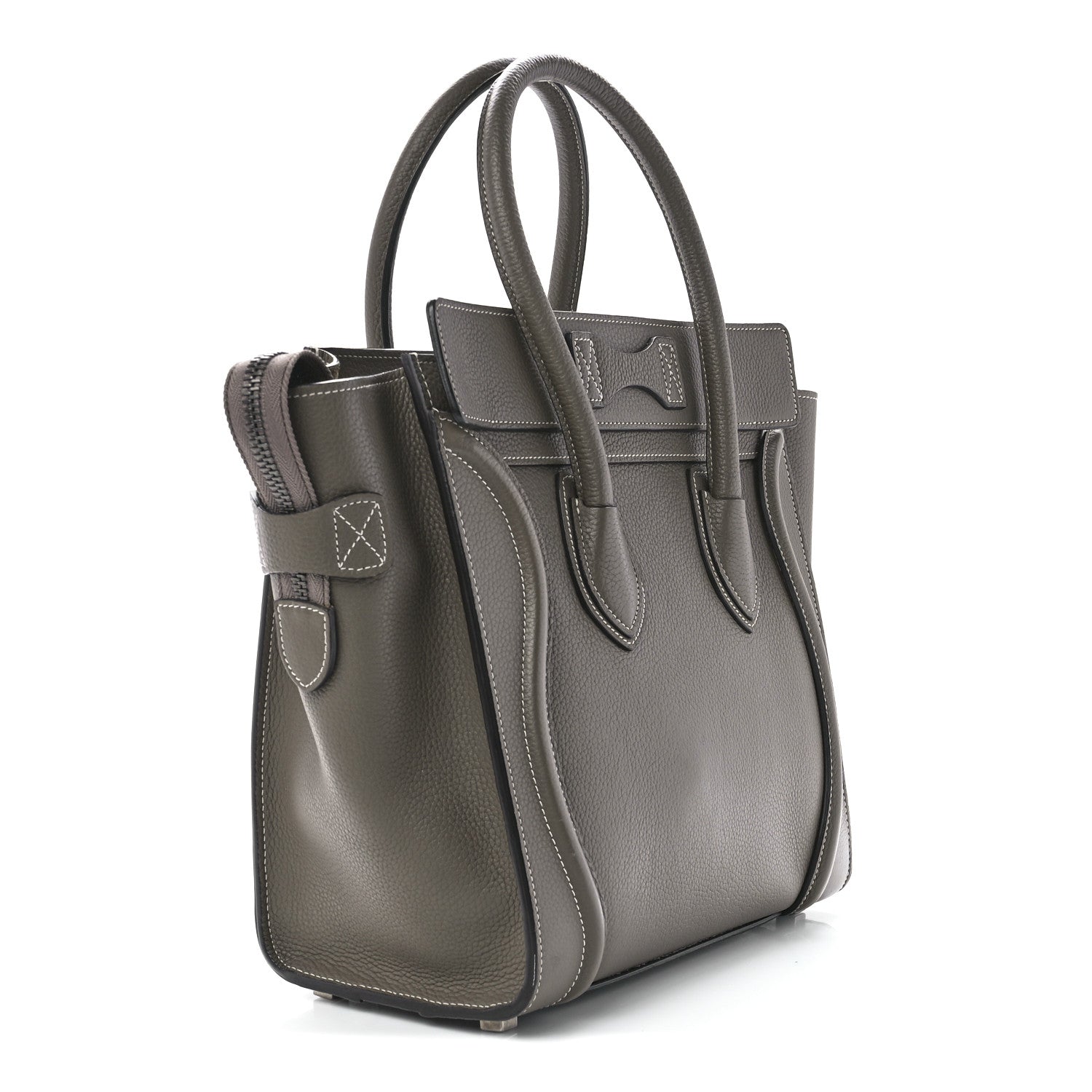 Celine Drummed Calfskin Micro Luggage Souris 3 of 12