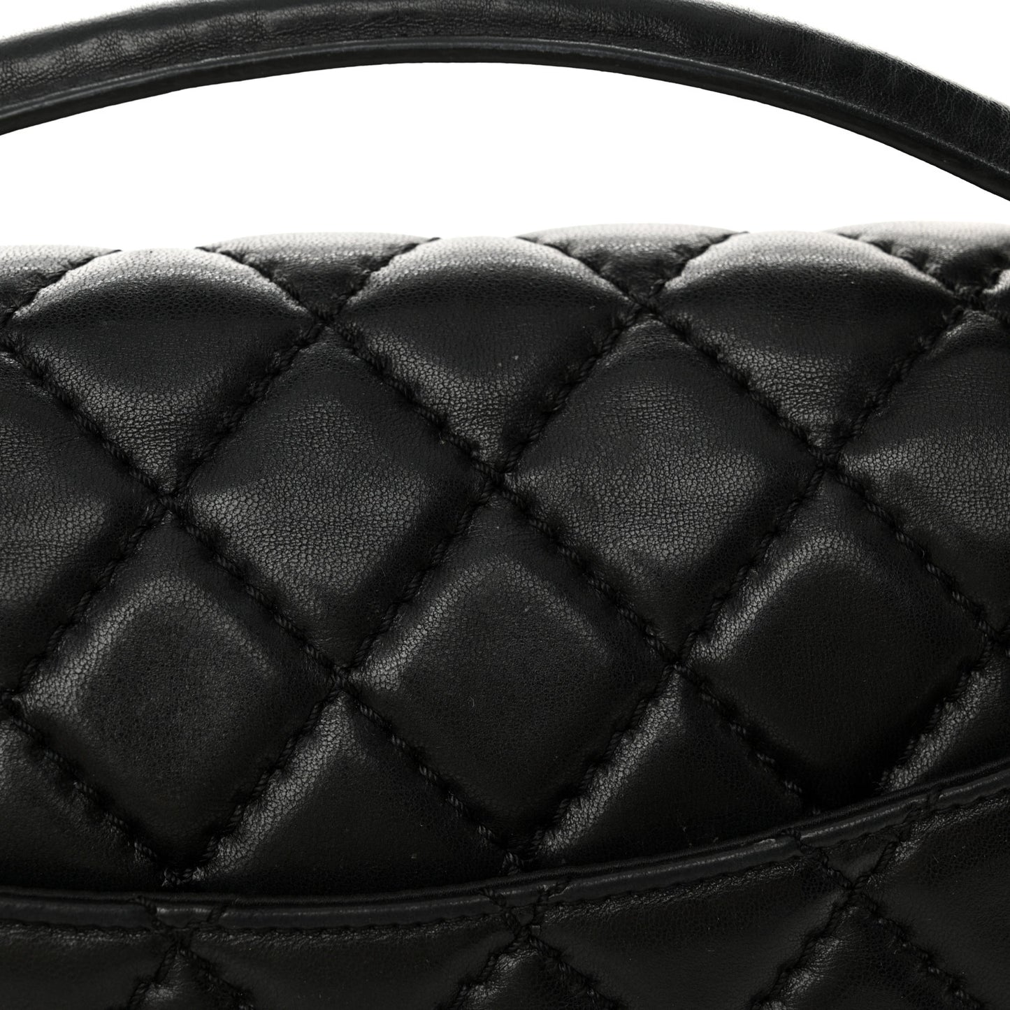 Lambskin Quilted Jumbo Easy Carry Flap Black