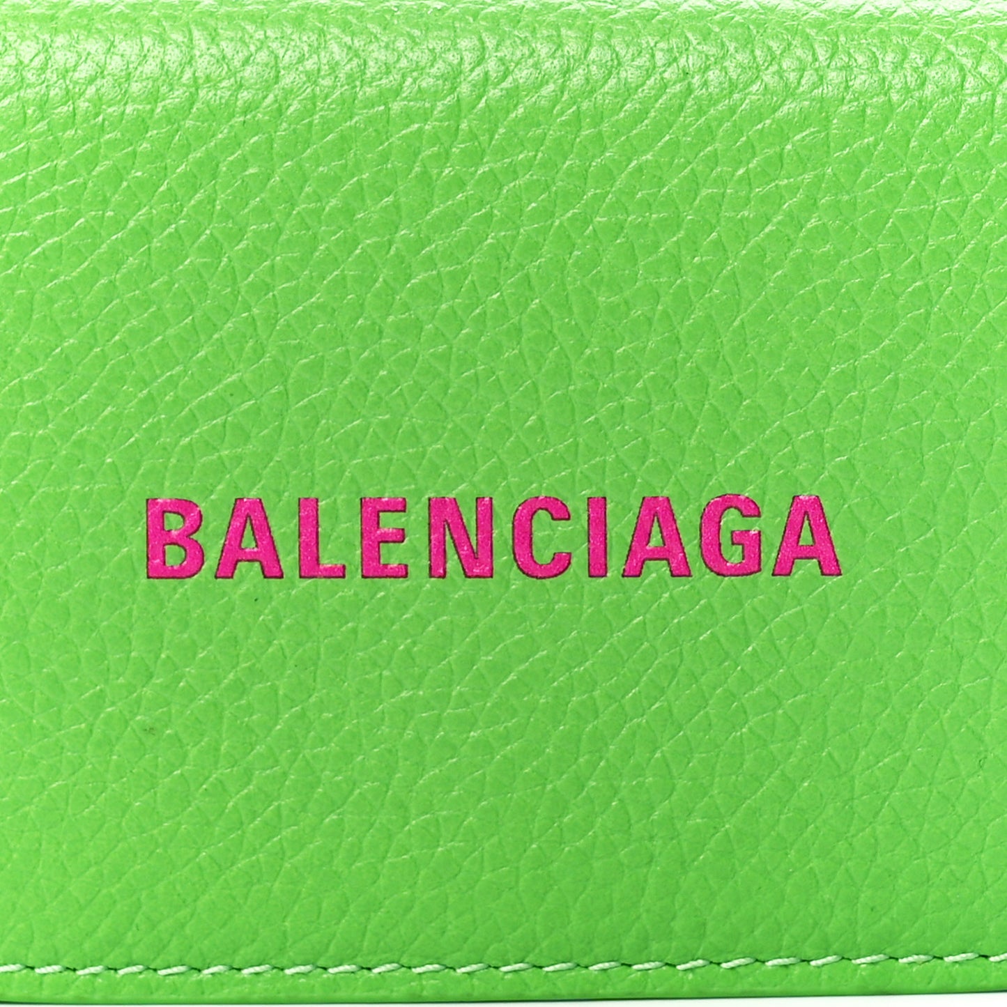 Calfskin Logo Everyday Mini Wallet Green Pink