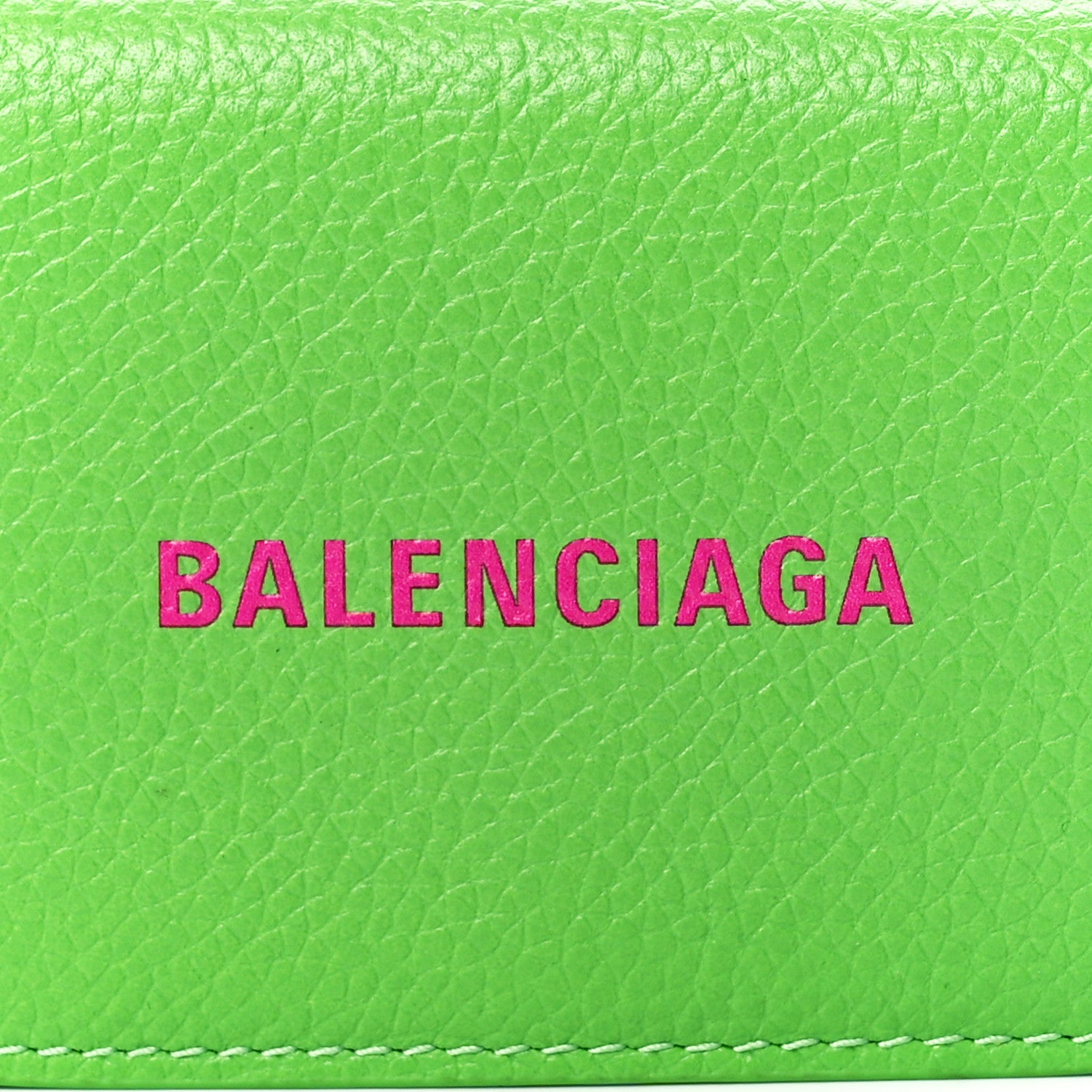 Balenciaga Calfskin Logo Everyday Mini Wallet Green Pink 8 of 11