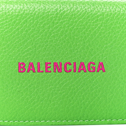 Balenciaga Calfskin Logo Everyday Mini Wallet Green Pink 8 of 11