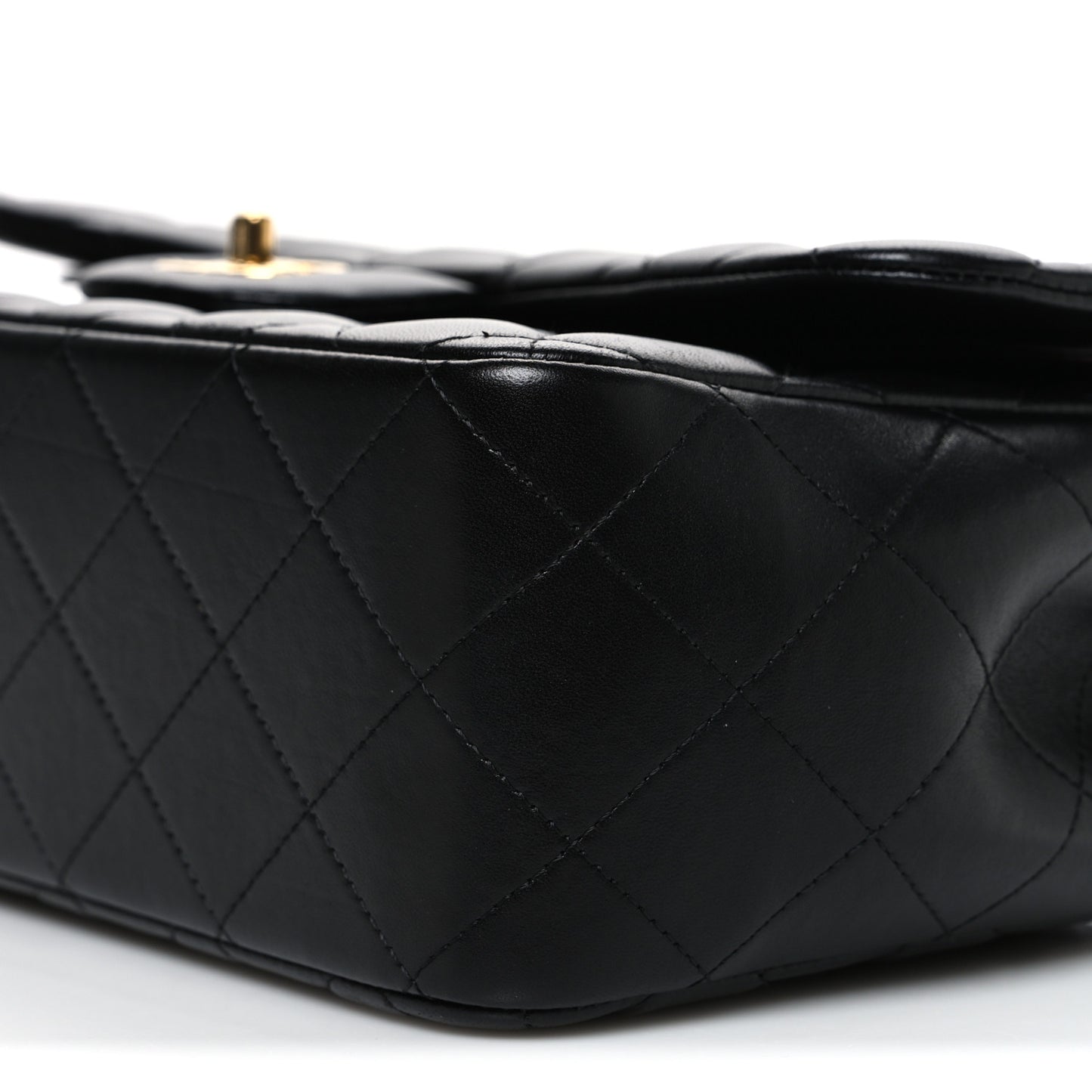 Lambskin Quilted Jumbo Double Flap Black
