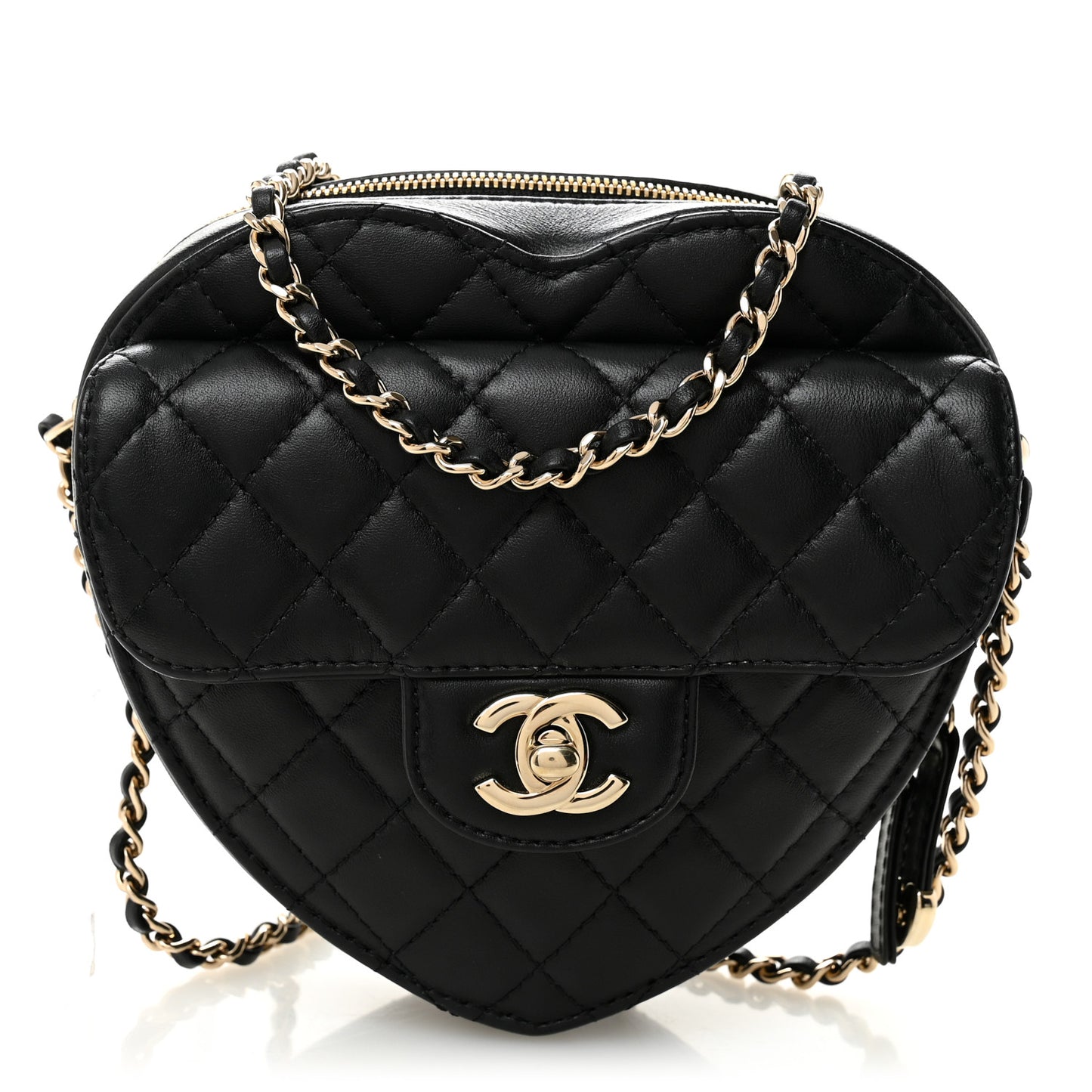 Lambskin Quilted CC In Love Heart Bag Black