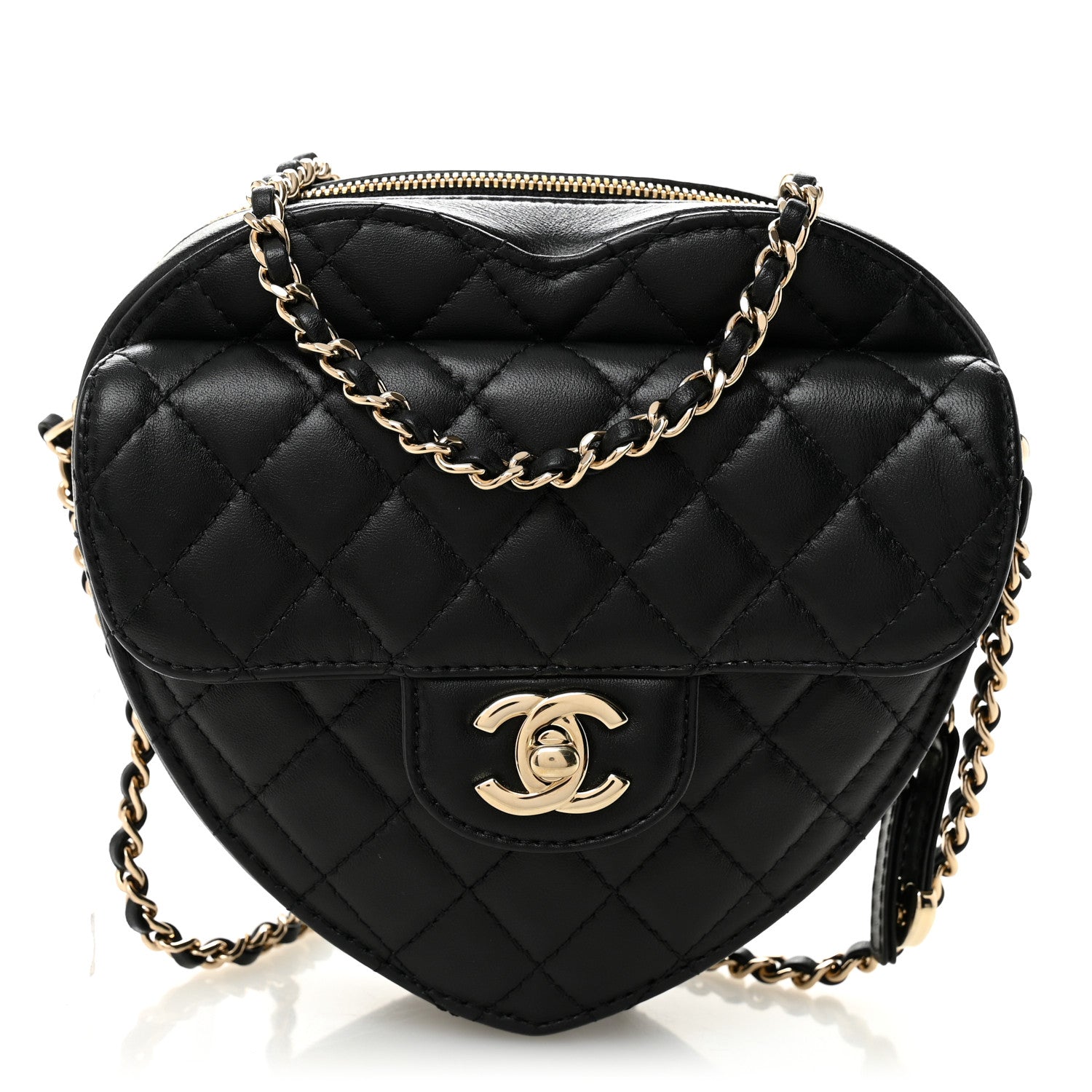 Chanel Lambskin Quilted CC In Love Heart Bag Black 1 of 10