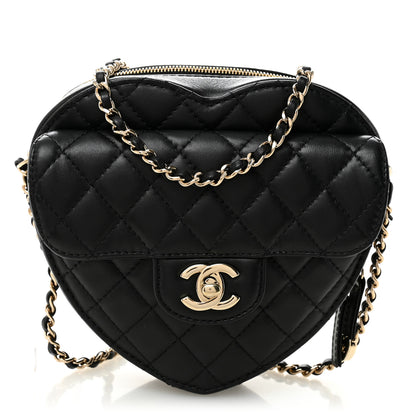 Chanel Lambskin Quilted CC In Love Heart Bag Black 1 of 10