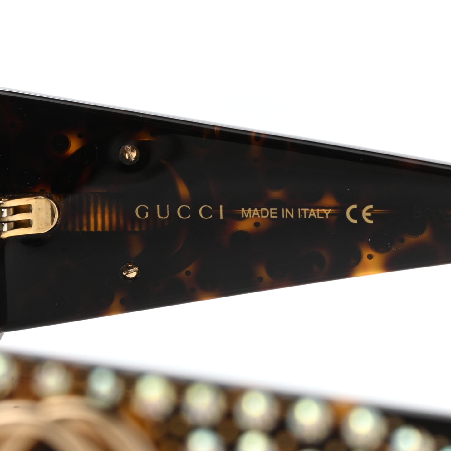 Crystal Rectangular Frame Sunglasses GG0357S Tortoiseshell