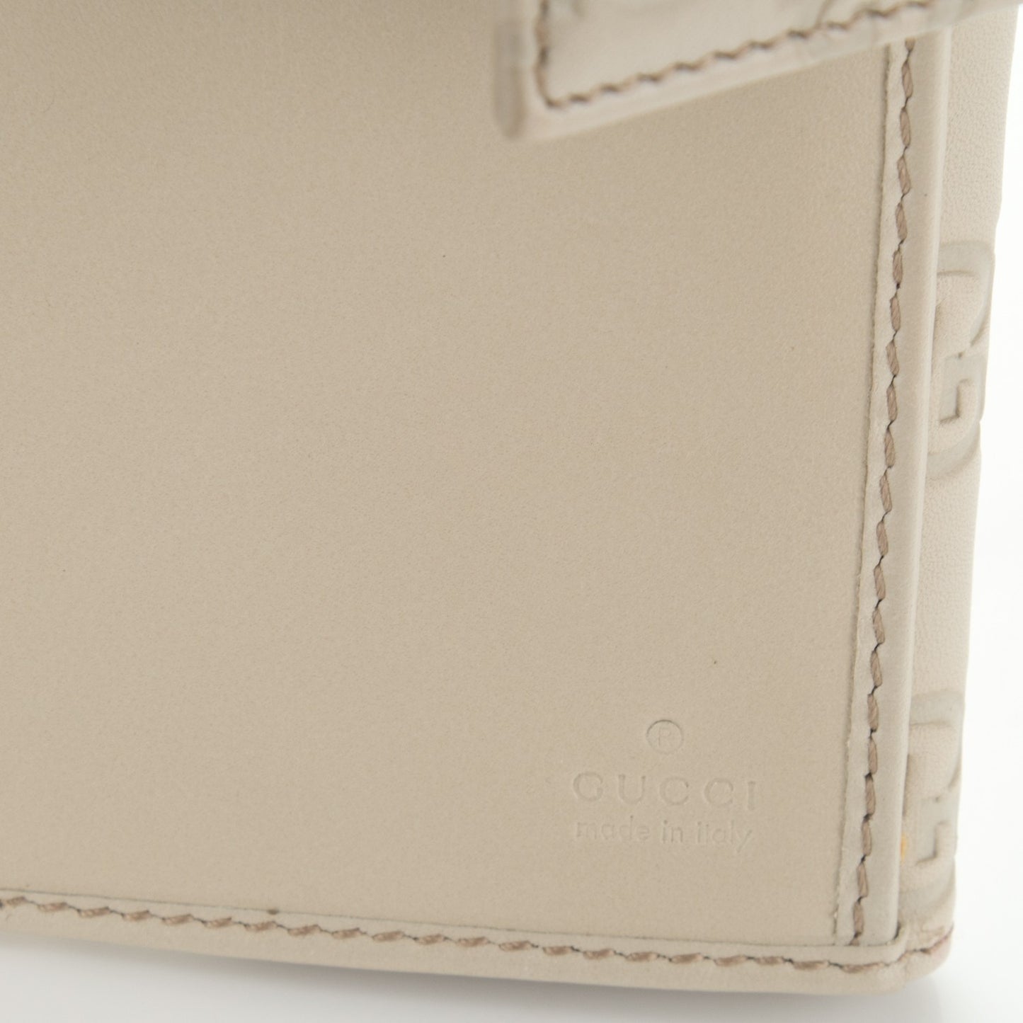 Guccissima Margaux Calfskin Metal Bar Continental Flap Wallet Mystic White