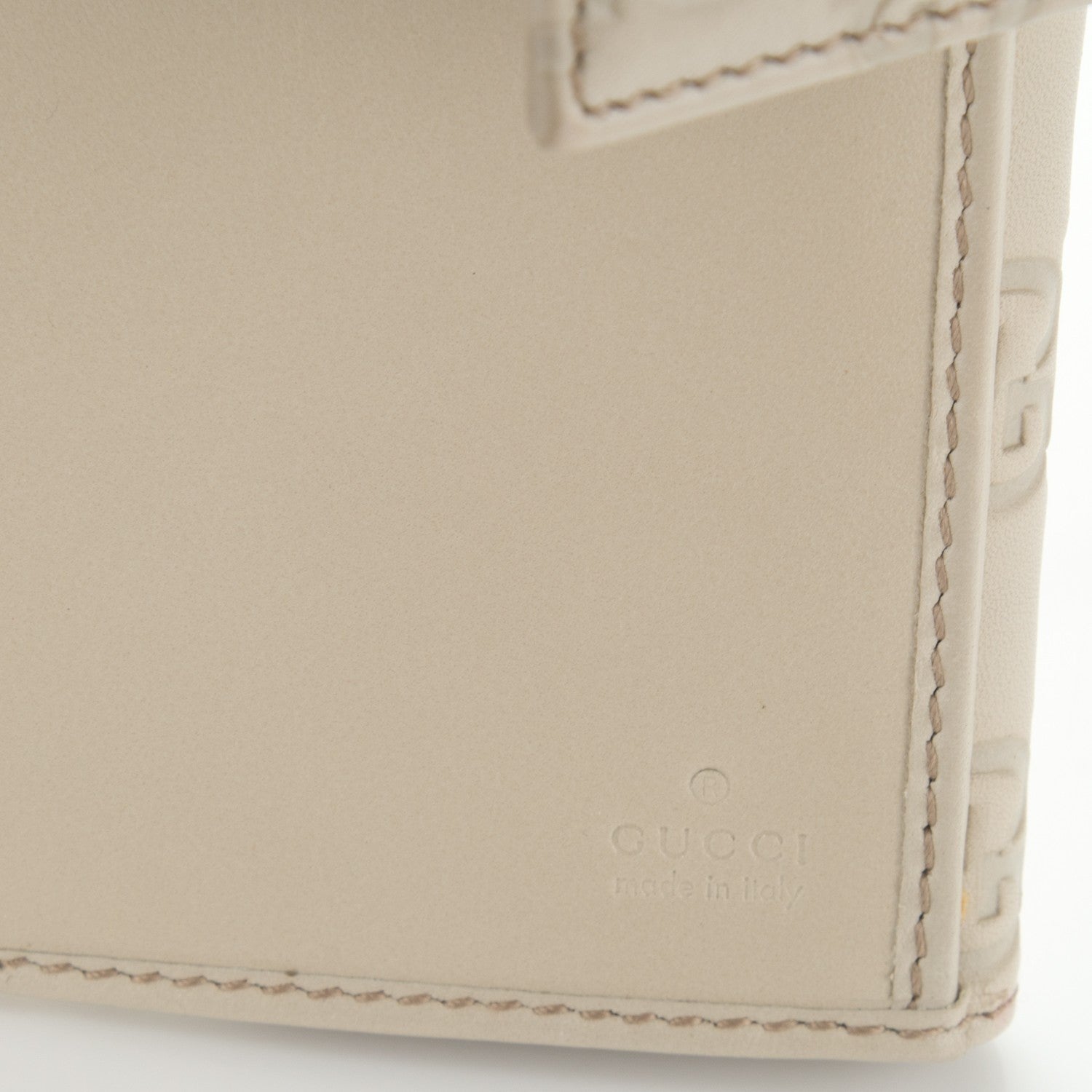 Gucci Guccissima Margaux Calfskin Metal Bar Continental Flap Wallet Mystic White 6 of 7