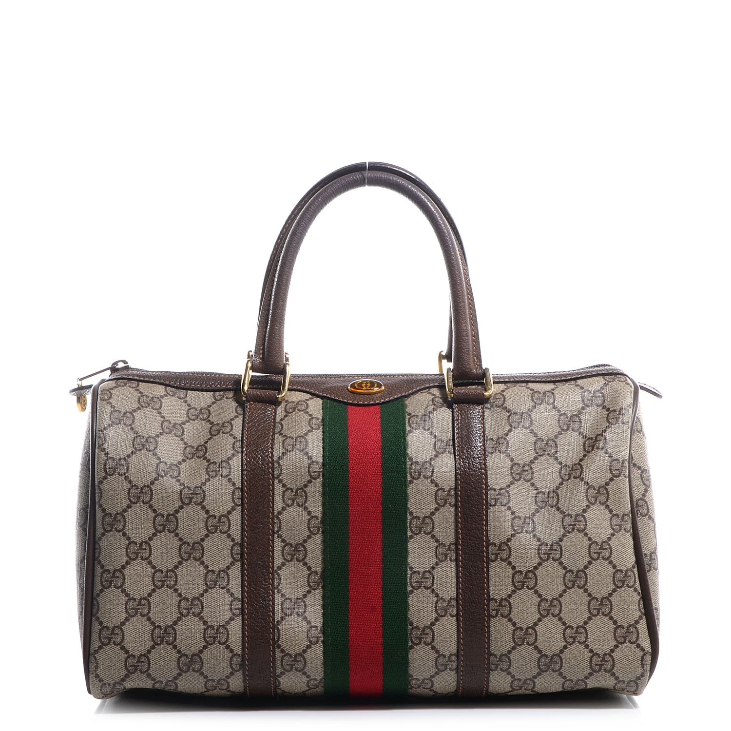 Gucci Coated Canvas Monogram Web Medium Boston 1 of 7