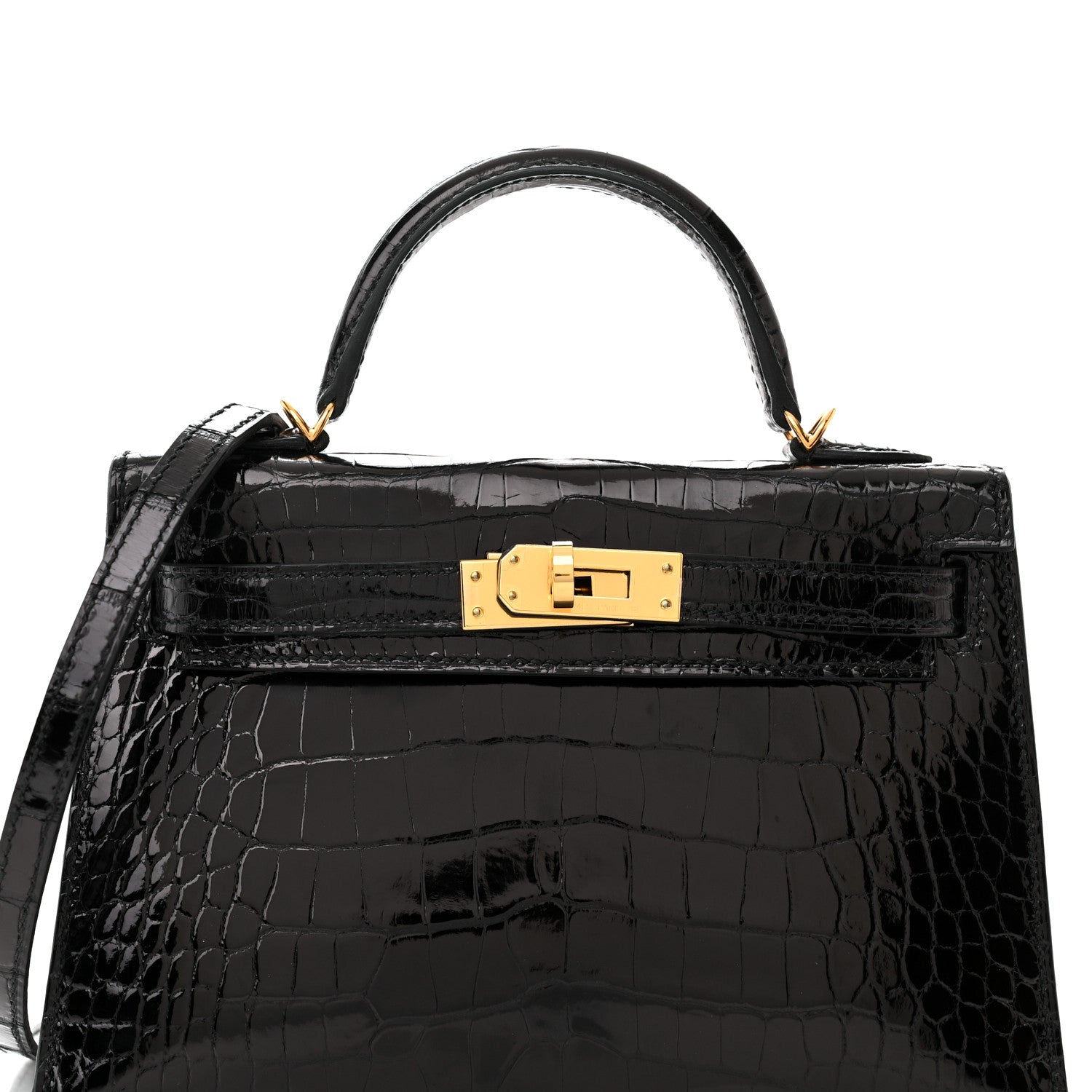 Hermes Shiny Alligator Mini Kelly Sellier 20 Black 7 of 10