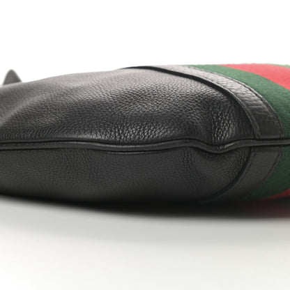 Gucci Pebbled Calfskin Vintage Web Medium Half Moon Hobo Black 9 of 14