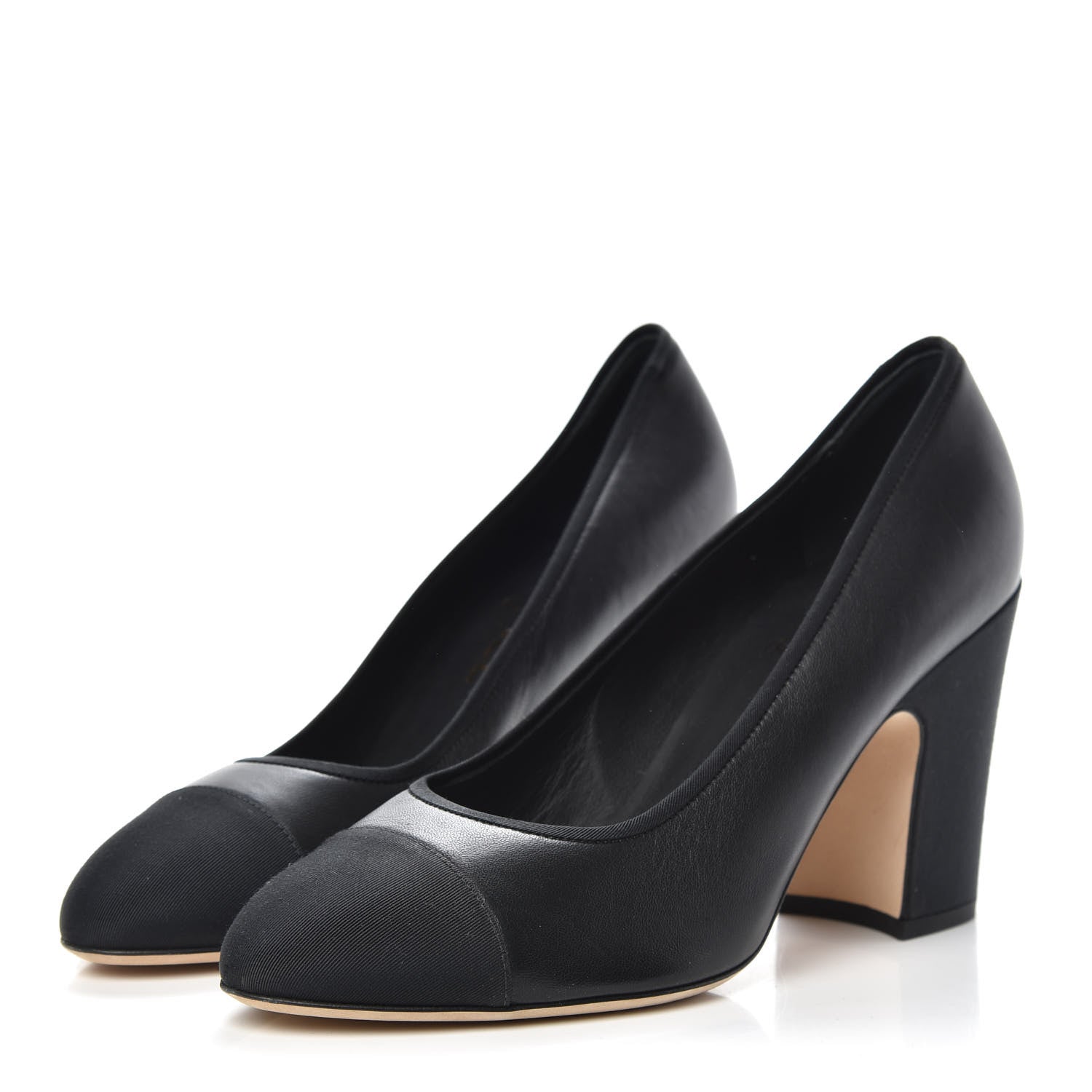 Chanel Lambskin Grosgain Cap Toe Pumps 39.5 Black 3 of 9