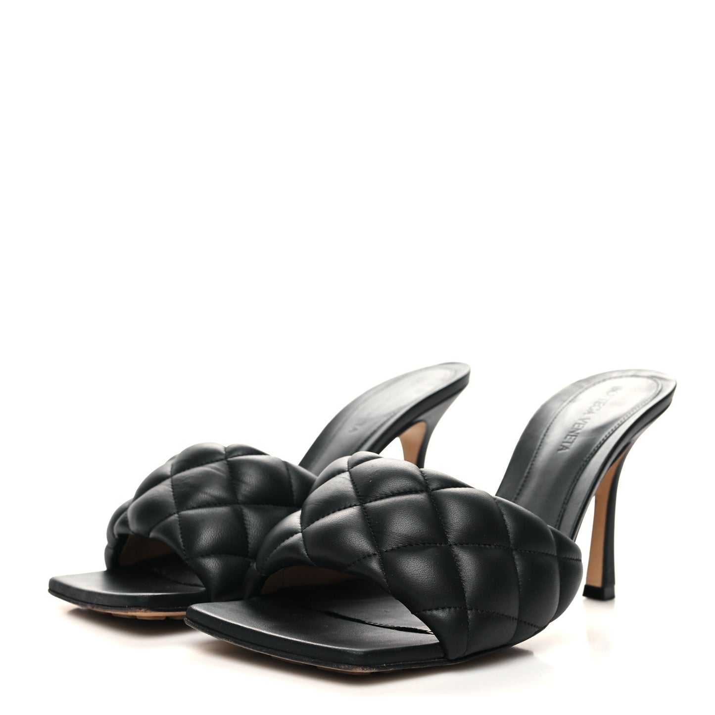 Nappa Matelasse Padded Mule Sandals 39 Black