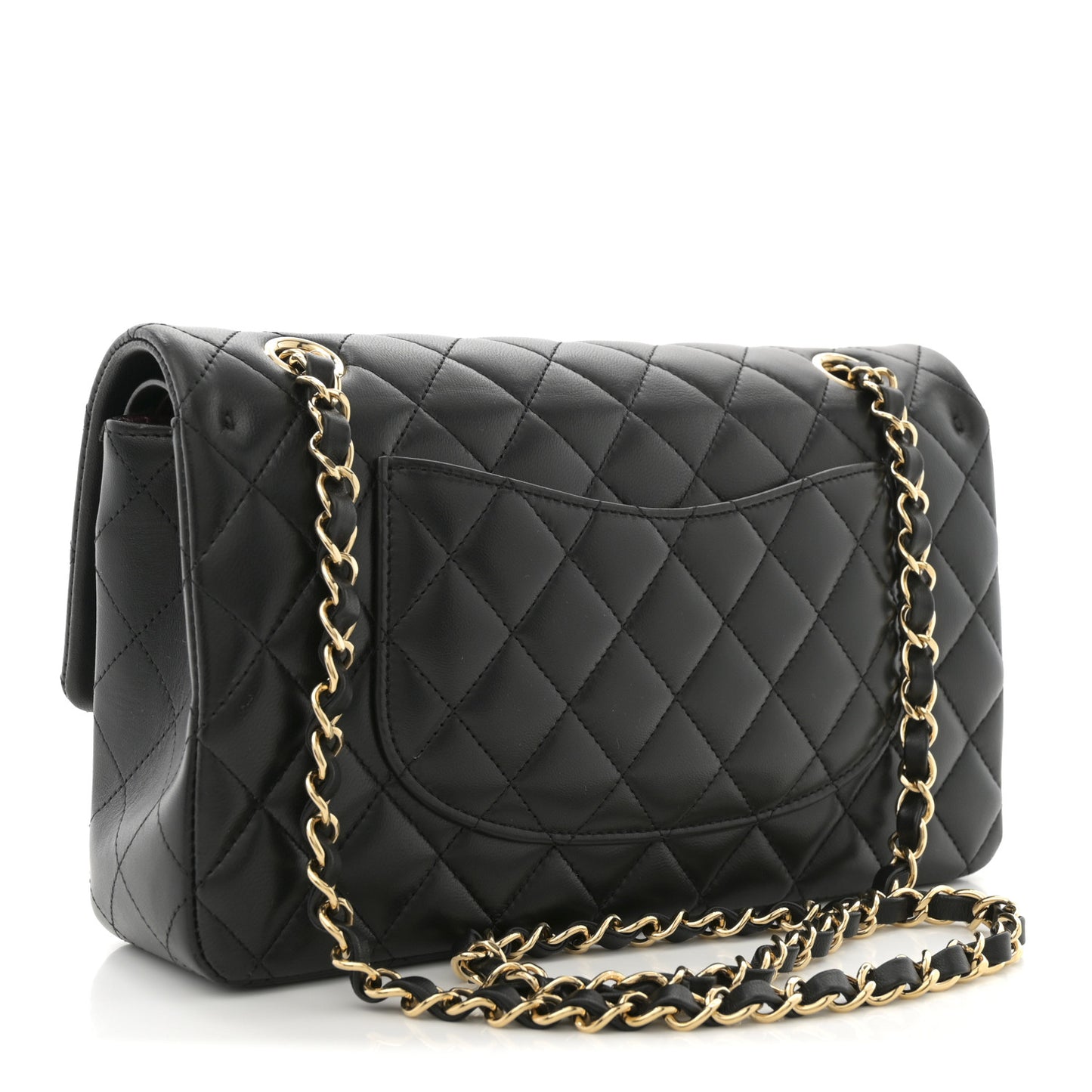 Lambskin Quilted Medium Double Flap Black