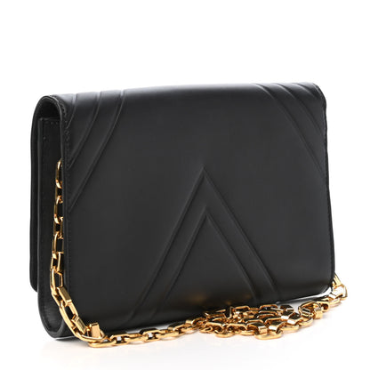 Louis Vuitton Calfskin Airy V Embossed Pochette Chain Louise GM Black 2 of 4