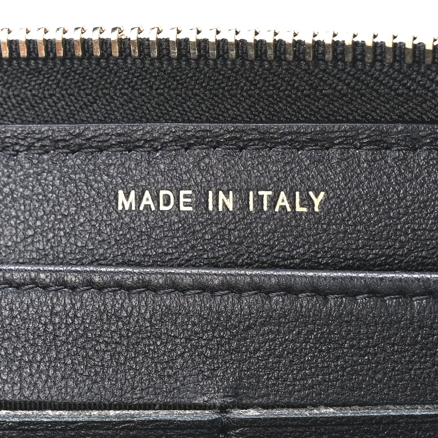 Calfskin Crocodile Embossed Mademoiselle Gabrielle Zip Wallet Black Gold