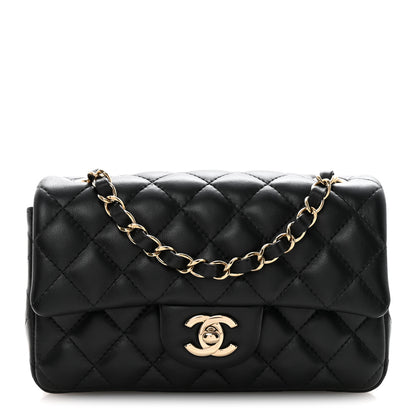 Chanel Lambskin Quilted Mini Rectangular Flap Black Black 1 of 11