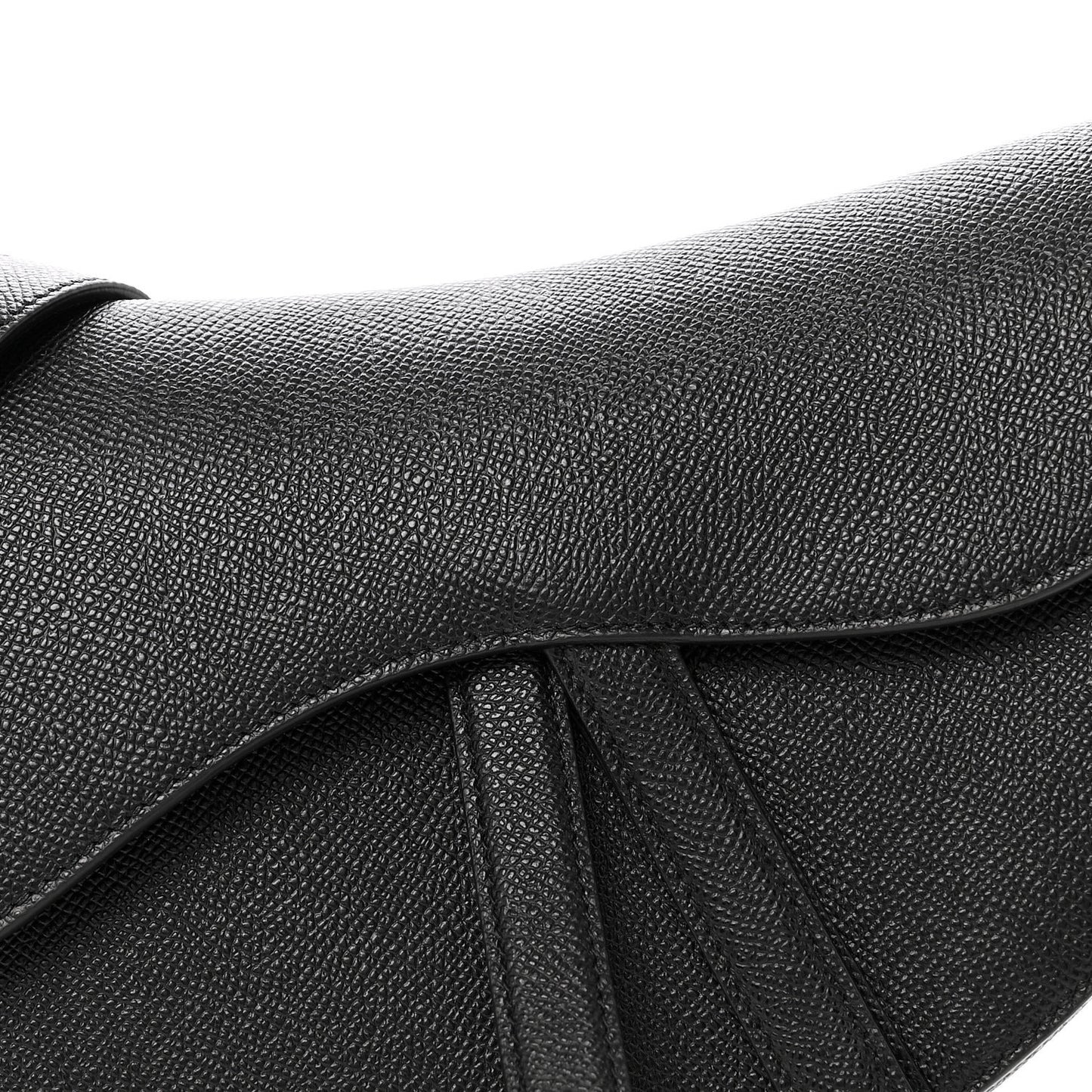 Grained Calfskin Saddle Bag With Strap Black