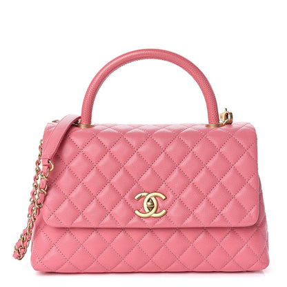 Chanel Caviar Lizard Embossed Quilted Small Coco Handle Flap Pink 1 of 14