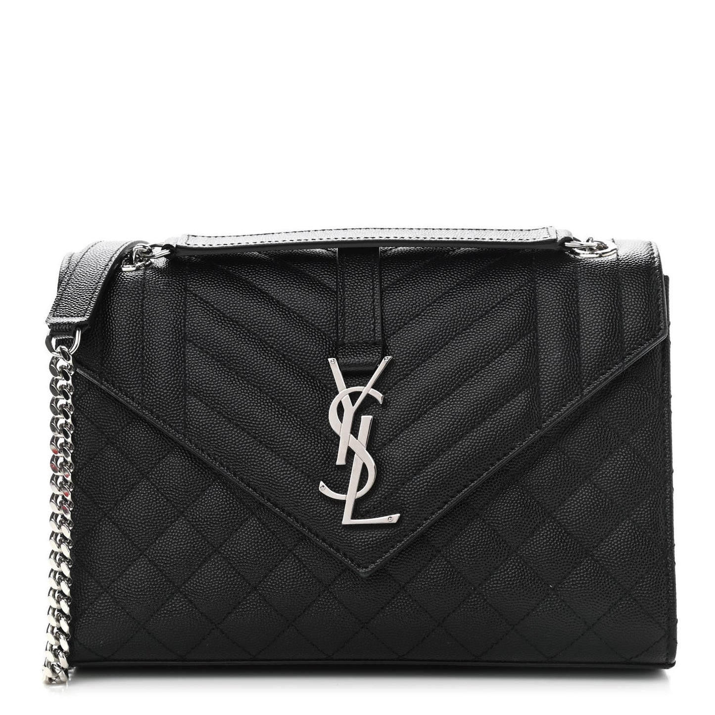 Grain De Poudre Textured Mixed Matelasse Triquilt Medium Monogram Satchel Black