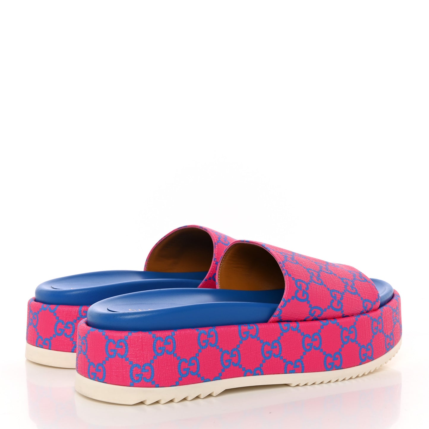 GG Supreme Joy Monogram Angelina Platform Slide Sandals 39.5 Fuxia Blue