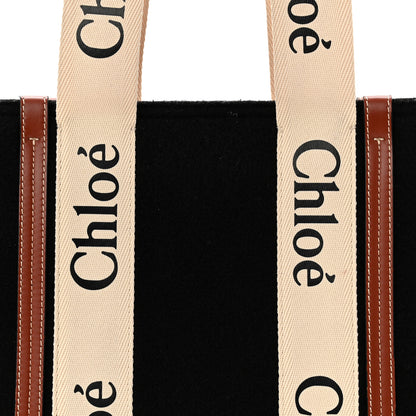 Chloe Felt Calfskin Medium Woody Ribbon Tote Black 8 of 11