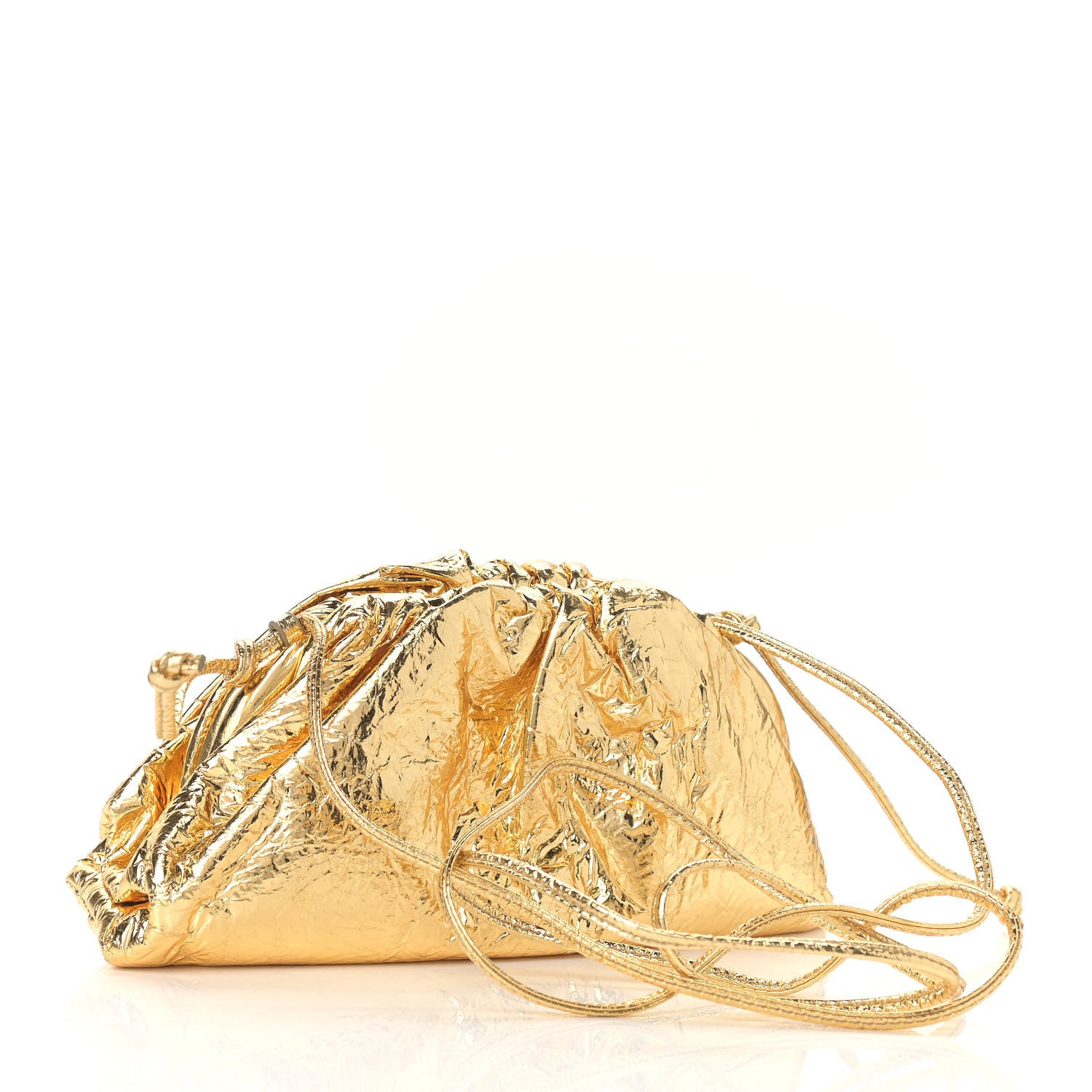 Bottega Veneta Metallic Crinkled Lambskin The Mini Pouch Oro 3 of 8