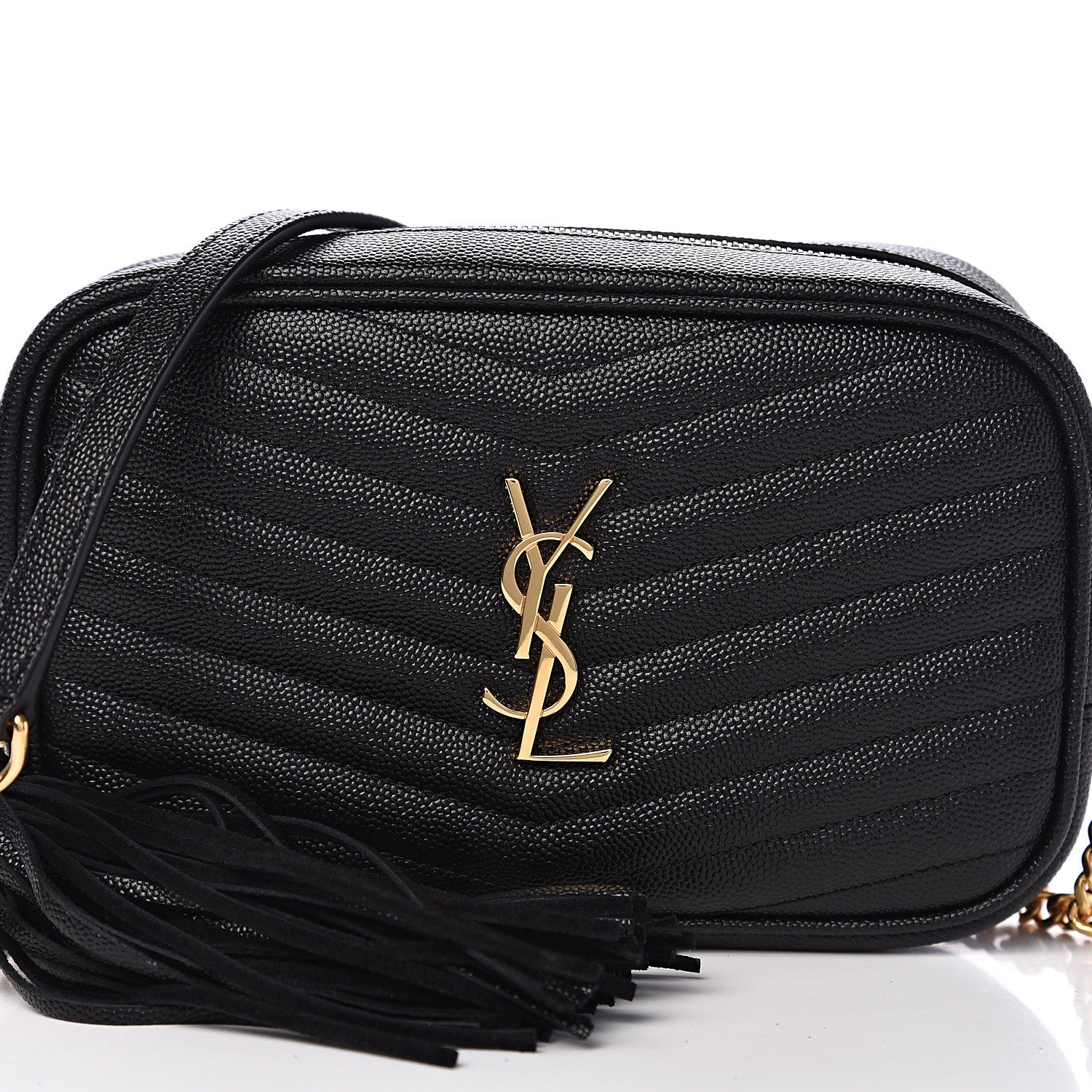 Saint Laurent Grain De Poudre Matelasse Monogram Mini Lou Camera Bag Black 9 of 10