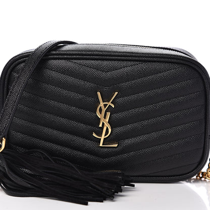 Saint Laurent Grain De Poudre Matelasse Monogram Mini Lou Camera Bag Black 9 of 10