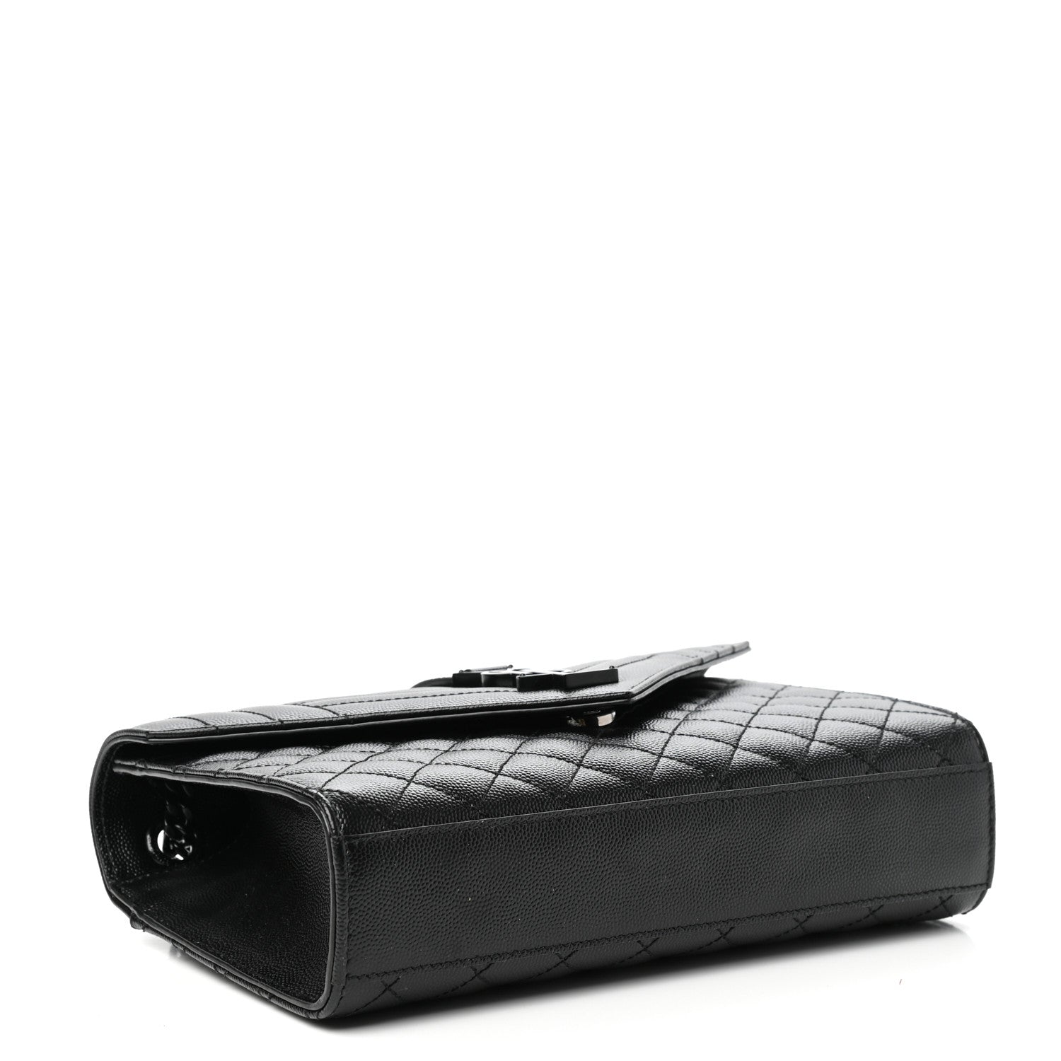 Saint Laurent Grain De Poudre Textured Mixed Matelasse Triquilt Medium Monogram Satchel Black 4 of 9