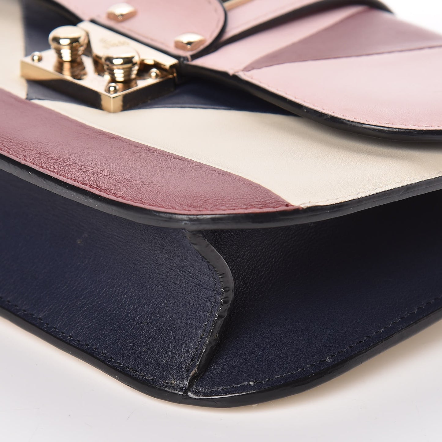 Vitello Colorblock Small Glam Lock Rockstud Flap Multicolor