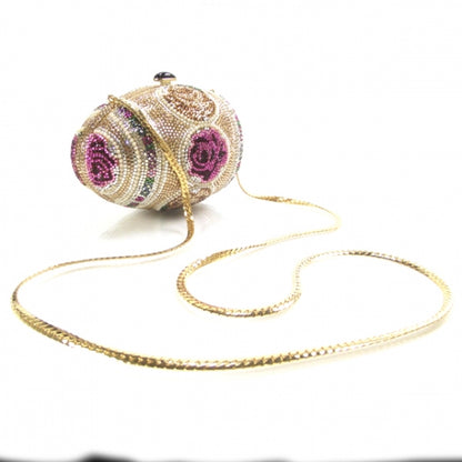 Judith Leiber Swarovski Crystal Pearl Roses Egg Minaudiere 3 of 7