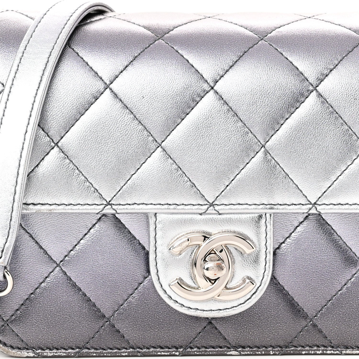 Chanel Metallic Lambskin Like A Wallet Flap Silvery Black 7 of 13
