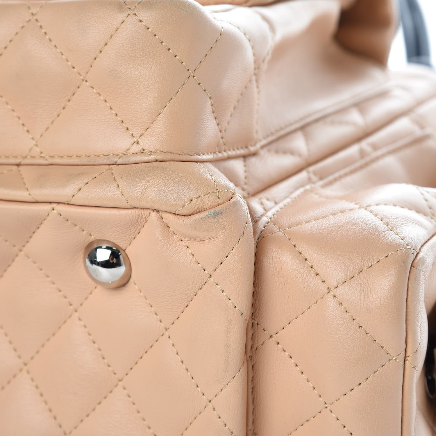 Chanel Calfskin Quilted Large Cambon Multipocket Reporter Beige Black 14 of 16