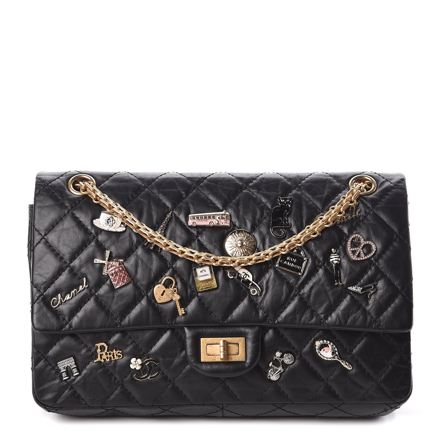 Aged Calfskin Lucky Charms 2.55 Reissue 226 Flap Black