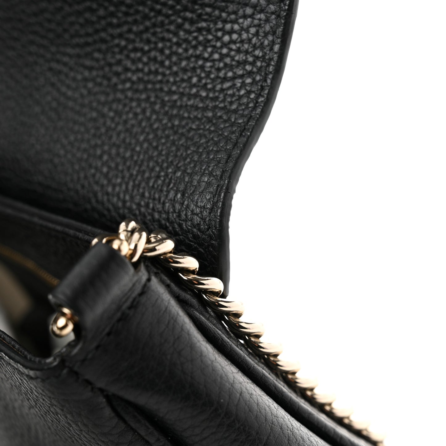 Pebbled Calfskin Medium Soho Flap Crossbody Black